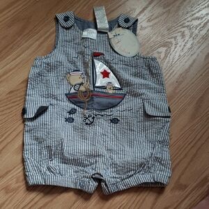 Striped Baby Romper with Sailboat Design